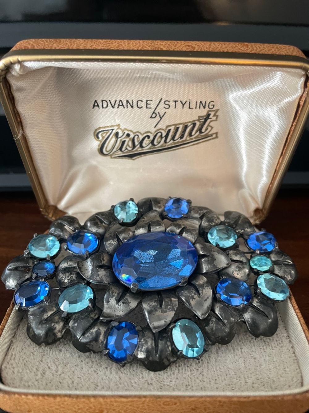 Blue Crystal Vintage-Style Brooch
